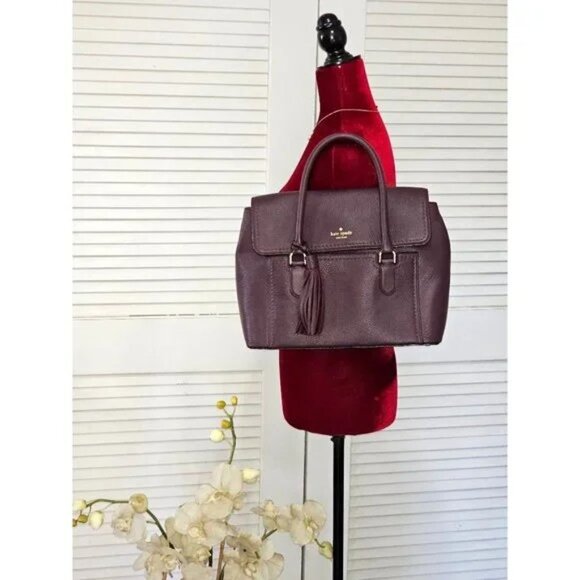 Like New Kate Spade Burgundy Leather Nicola Chester Handbag Satchel Purse - Picture 2 of 14
